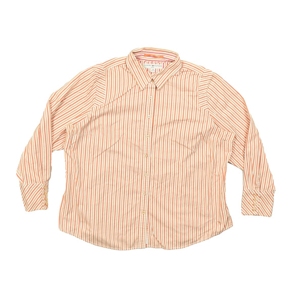 Tommy Hilfiger Tops - Tommy Hilfiger Woman Size 20 Button Down Shirt Orange White Vertical Stripe Seer